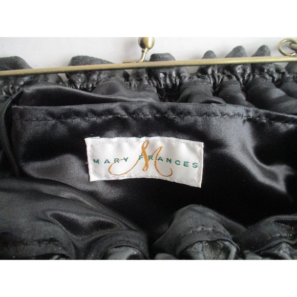 *Mary Frances Vintage Brown Beaded Satchel Tulip Motif Seed and Wooden Beads - Picture 11 of 14